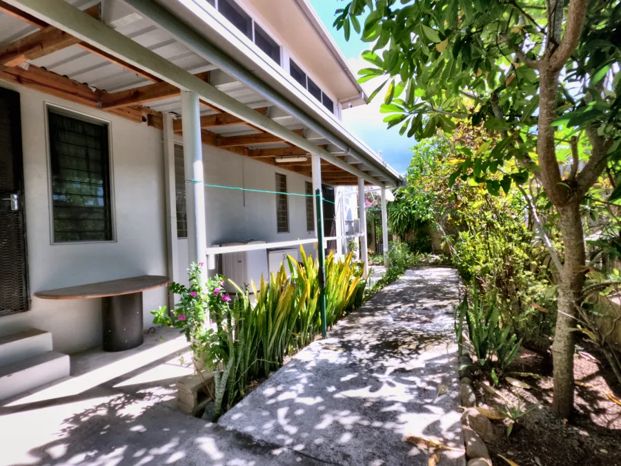 Along the veranda towards the Back Apartment front door