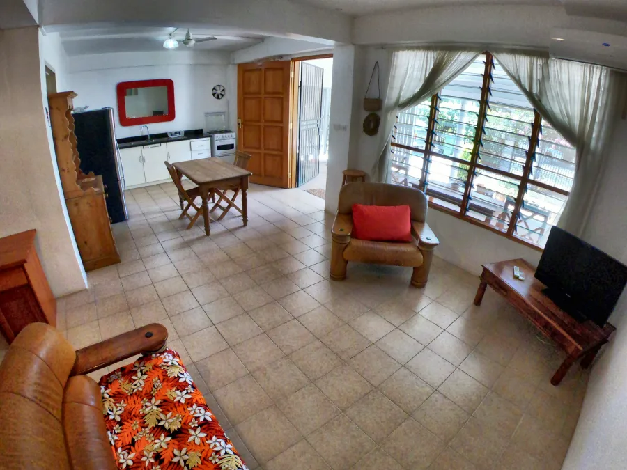 The Front Apartment living area looking towards the kitchen