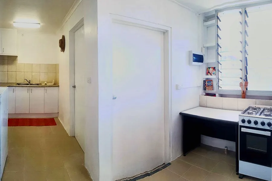 A kitchen in one of the apartments at Nadi Beach, Wailoaloa Beach, Nadi