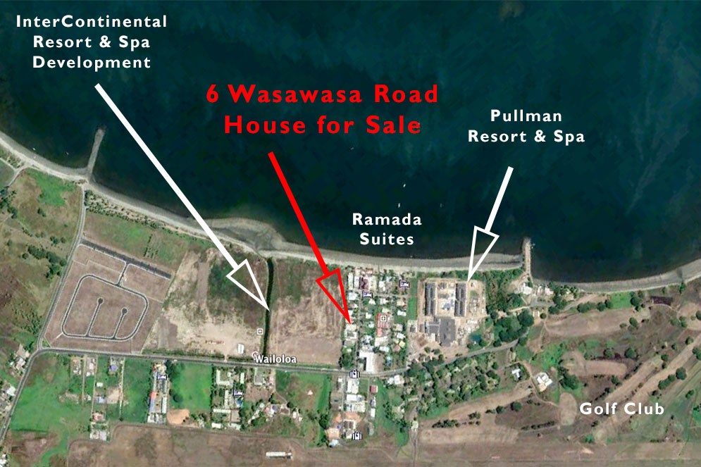 Map showing location of house for sale at Wailoaloa Beach Nadi